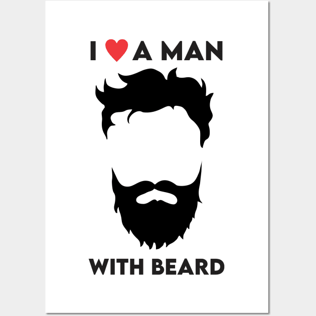 i love a man with a beard chrismas Wall Art by Vortex.Merch
